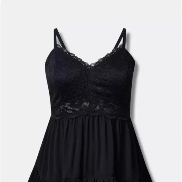 Torrid Babydoll Tank Top Black Lace size 1 - Picture 4 of 6